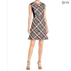Tory Burch Black and White Plaid Sleeveless A-Line Dress